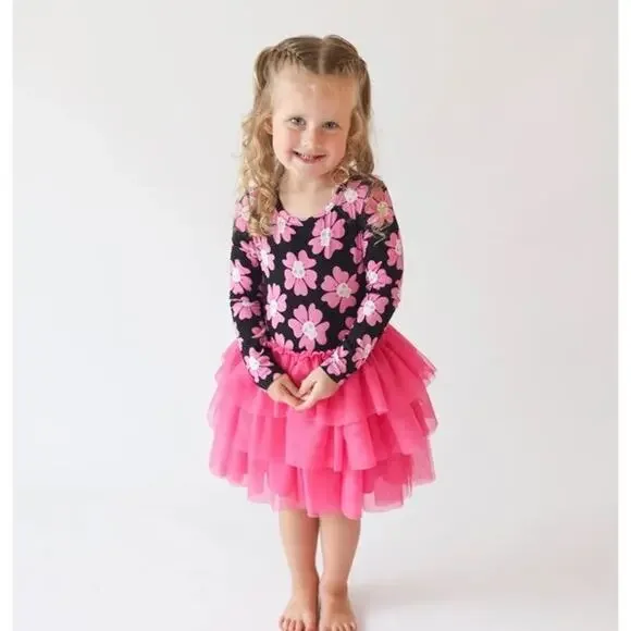 Posh Peanut Bamboo Long Sleeve Tulle Dress Girl Fall Halloween 0-3 Months NEW