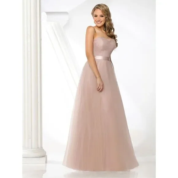 Da Vinci strapless sweetheart lace tulle Aline ball gown buff size 16W wedding