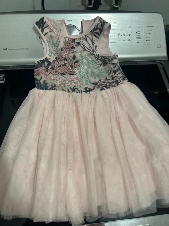 Girls size 4 dress tulle tutu like lined zipper back flower whimsical garden