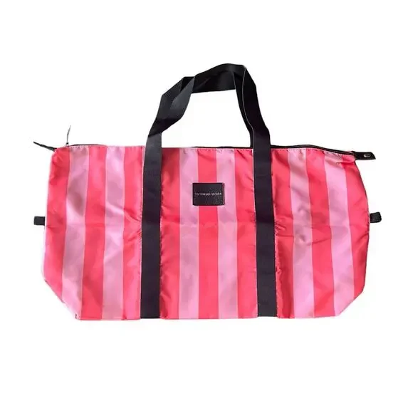 Victoria Secret Signature Stripes Duffle Weekender Gym Bag‎