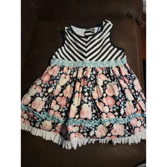Ricrac and‎ ruffles floral spring Easter dress size 6
