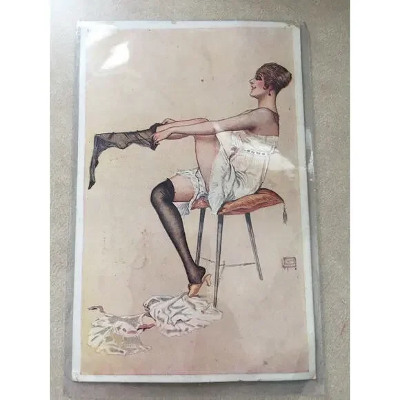 Vtg Leonnec 30s Art Deco Flapper Pinup Risque French Paris Intimite de Boudoir