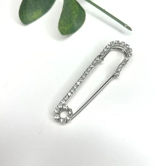 Sparkling‎ Rhinestone Safety Pin Brooch Statement Pin Accessory