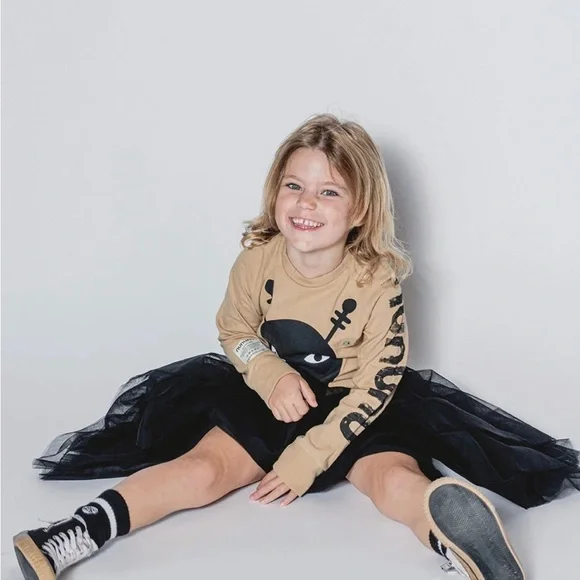 nununu Tan and Black Kids Casual Dress size Msrp $135