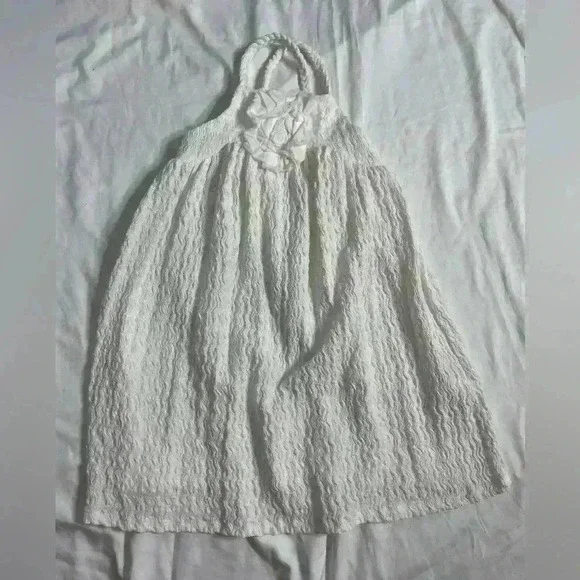 Zara Girls Textured Flower Dress Size 7 White