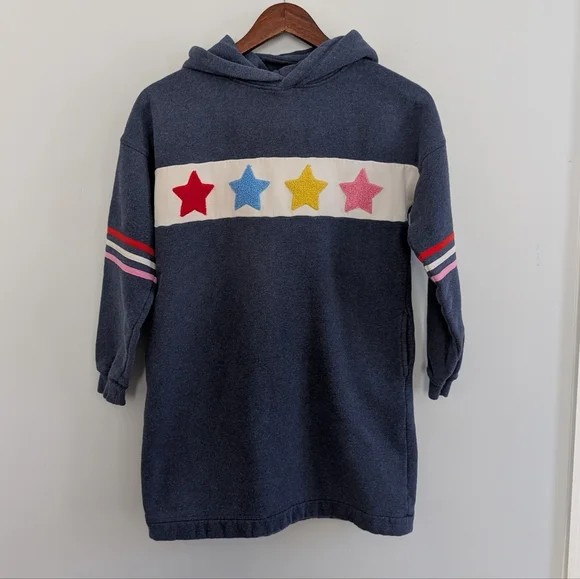 Mini Boden Sweatshirt Hoodie Dress Stars Rainbow 11-12 Years