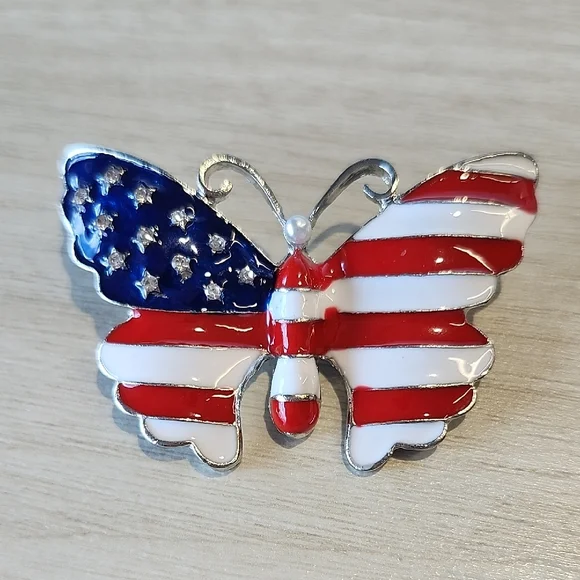 Patriotic Butterfly Brooch