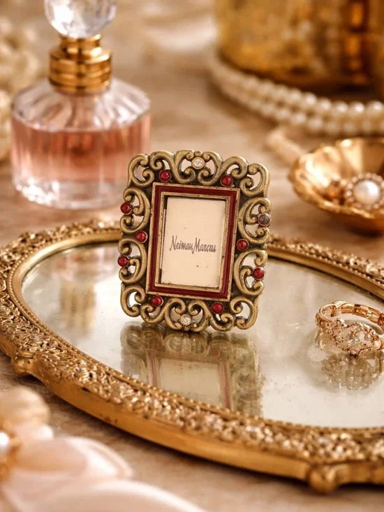 Jay Strongwater Neiman Marcus Mini Frame Brooch Clip Enamel Crystal