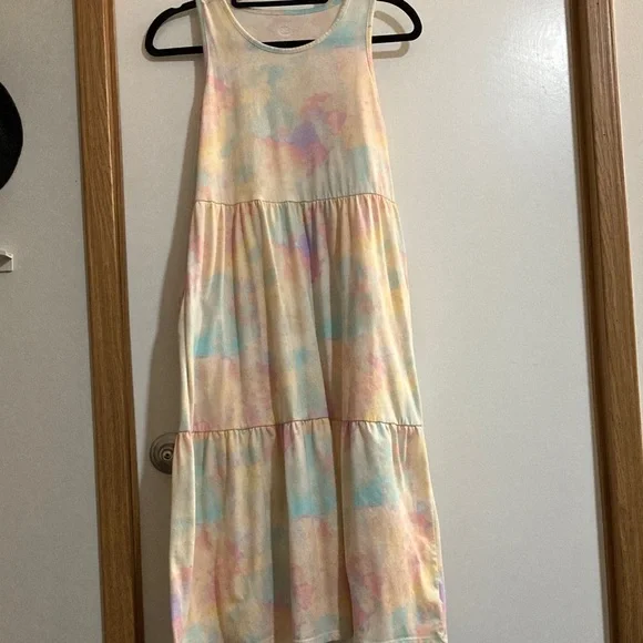 wonder nation Pastel Tie-Dye Tiered Sleeveless Dress - Cream, Pink, Blue