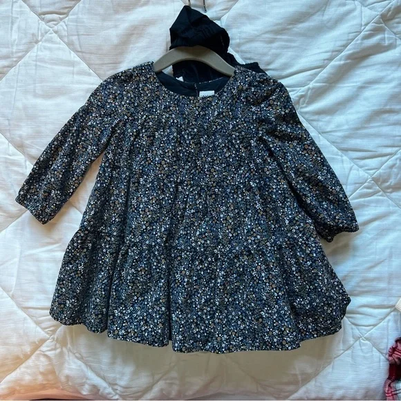 Baby Gap corded velvet floral ruffle dress size 6-12 month
