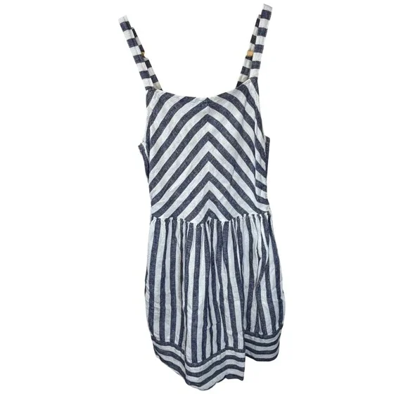 Carters Girls Blue White Striped Linen Blend Sundress Size 10 Nautical Summer