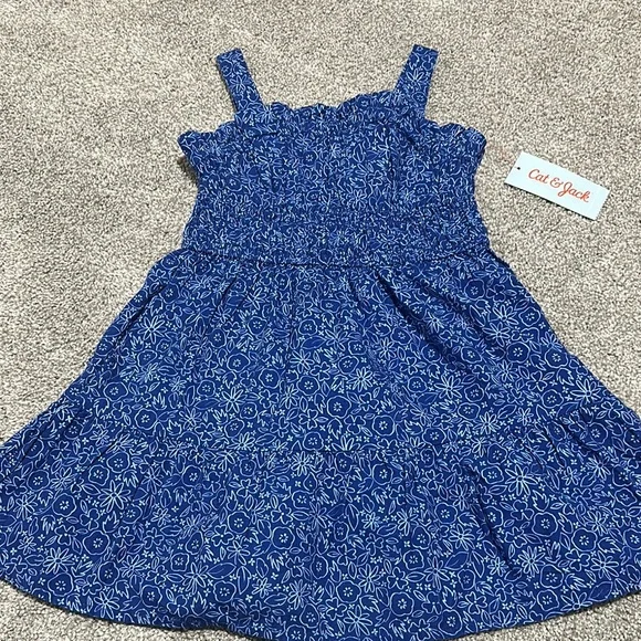 Cat & Jack dark blue floral print dress size‎ XS 4/5 NWT