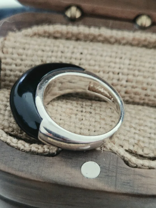 Whitney Kelly Modernist Sterling Silver And  Onyx  Domed Statement Ring