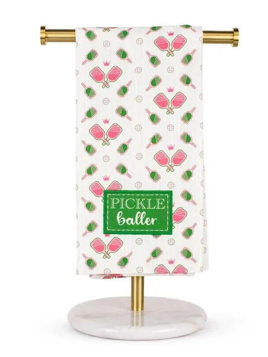 Pickleballer Hand Towel   Green/Pink   20x28 Pickleball
