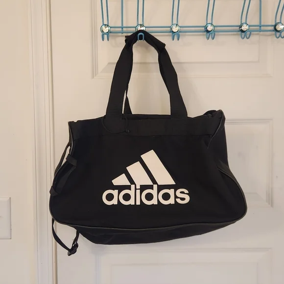 Adidas Duffle Gym Bag Black White Logo #A895‎
