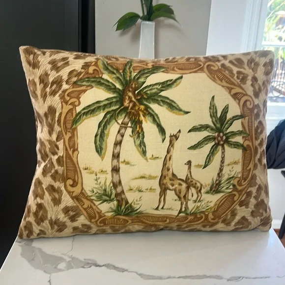 Monkey, Giraffe & Palm Tree Pillow