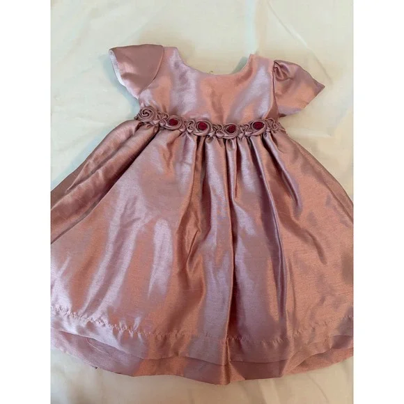 Good Girl Rose Floral Embellished Satin Dress Girls XL 2T Flower Girl Wedding‎