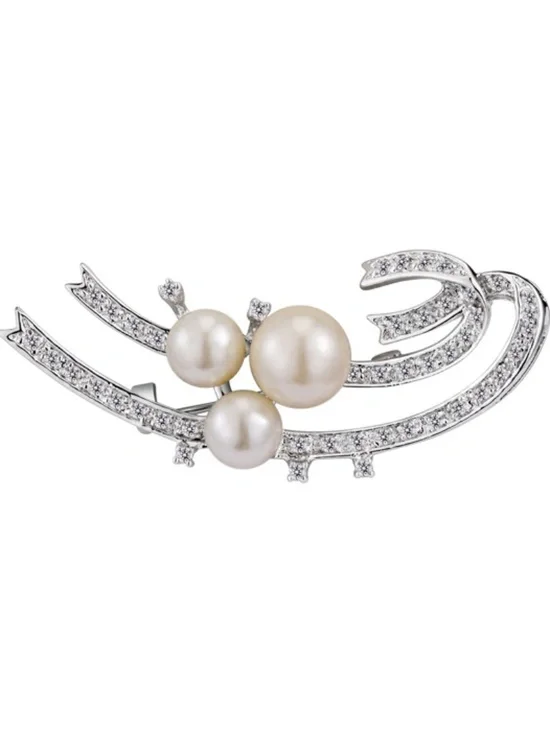 Genevive Women's Silver CZ Brooch - NWOT