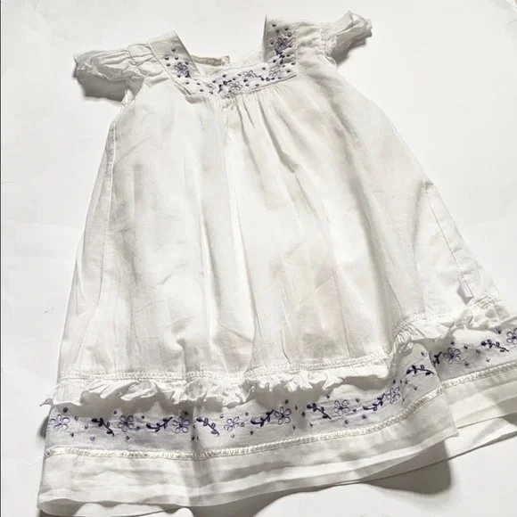 Minimimo White Ruffle Embroidered Cotton Summer Toddler Dress
