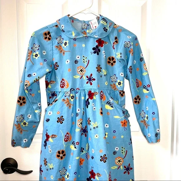 ⭐️ Vintage Hanna Anderson Corduroy Dress Near and Far sz 140 floral print
