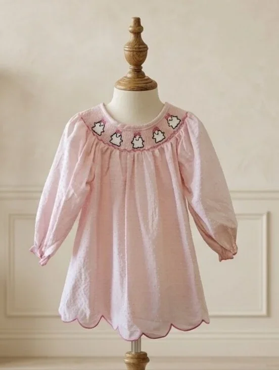 Rylee Faith Designs Smocked Ghost Bishop Dress Size 2