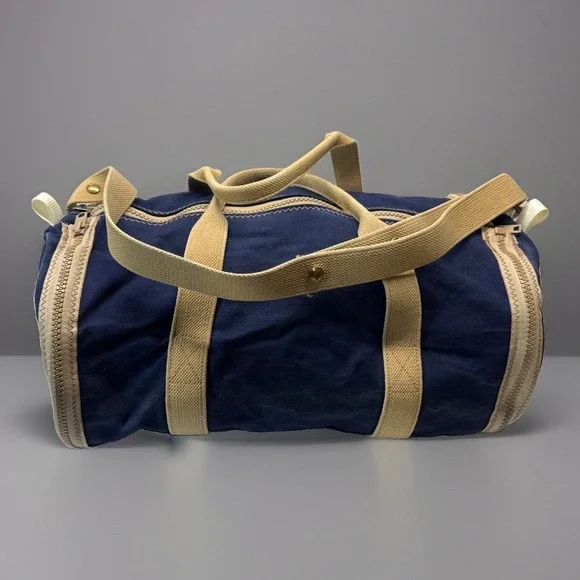 Vintage Rust Pond Workshop Duffle Bag Blue Expandable Thick Canvas 20-31