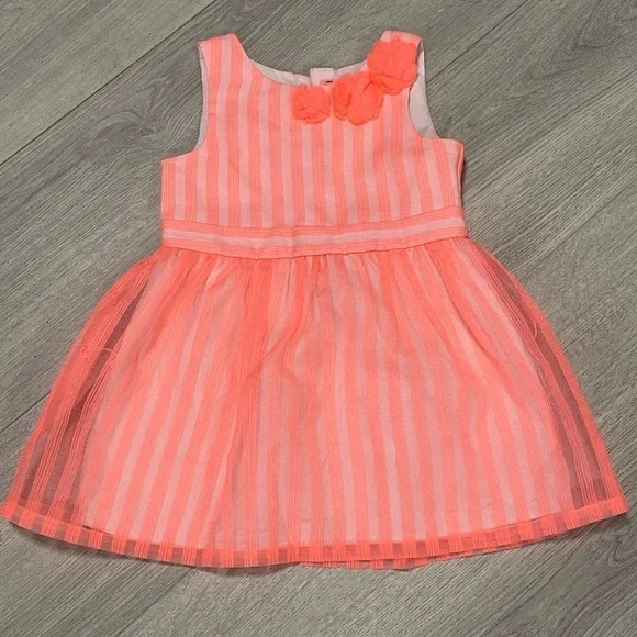 Cat & Jack 2T Charming Pink Striped Kids Dress w/under slip
