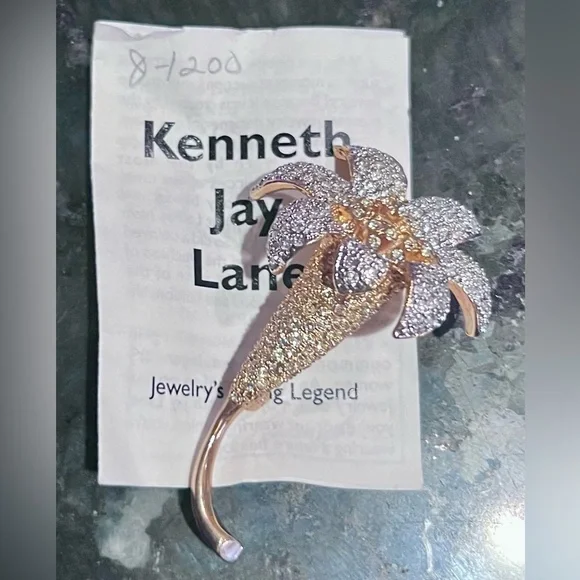 Kenneth Jay Lane Gold and Silver Palm Brooch