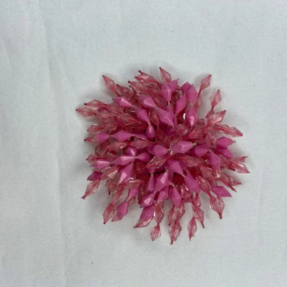 Vintage Pink Beaded Atomic‎ Firework Brooch 1960’s
