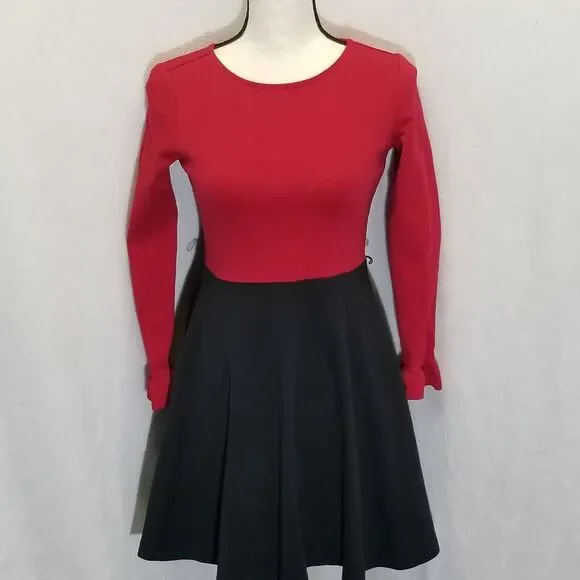 Polo Ralph Lauren Girls Youth L Dress Black Red Long Sleeve Full Skirt Preppy