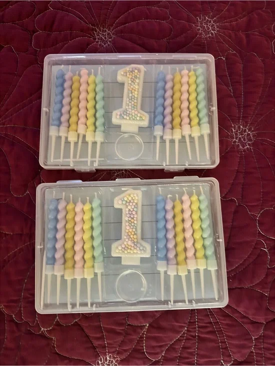 Pastel Spiral Cake Candle Set with Number 1 Centerpiece - Multi-Color
