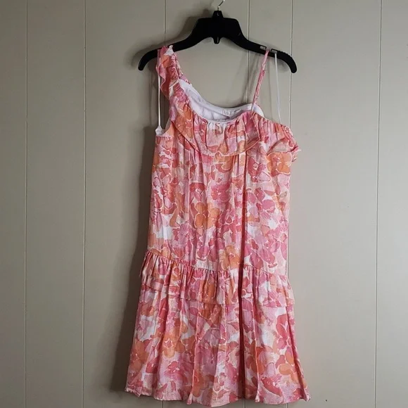 GB GIRLS Orange Ruffles Floral Print Dress large