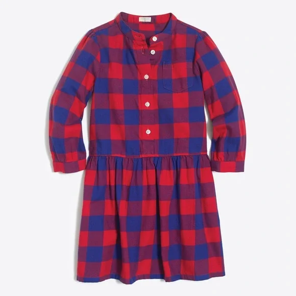 J. Crew Crewcuts Flannel Shirtdress - Red & Blue Buffalo Check