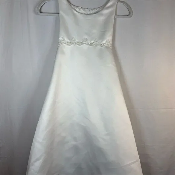 Rare Editions Flower Girl Dress Girls 7 Ivory A-Line Long Sleeveless Lace