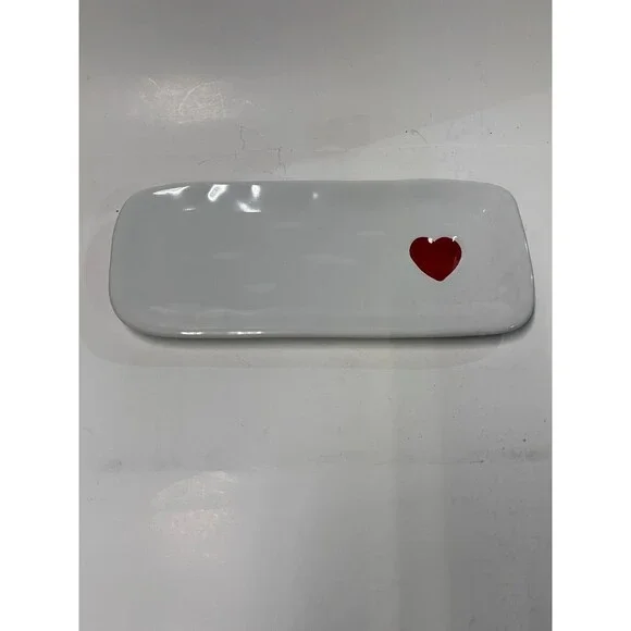 Williams Sonoma Valentine Heart Platter White Ceramic Serving NEW 11.75