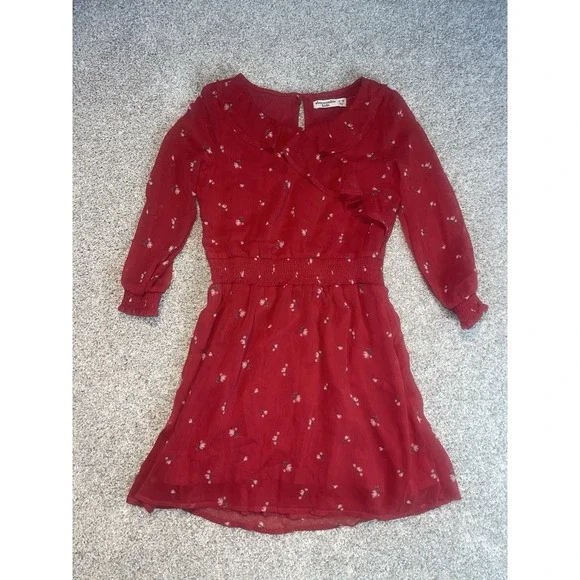 Abercrombie Kids Girls Red Floral Dress Sz 9/10‎ NWT