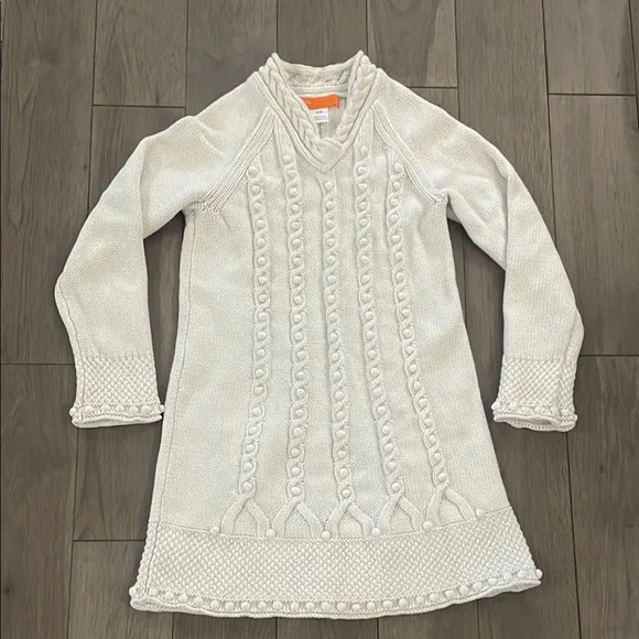 Cynthia Steffe Ivory Cable Knit Sweater Dress Size M Girls