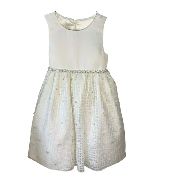 American Princess Girls White Dress With Pearls Lace Crinoline Size 4 Holiday‎