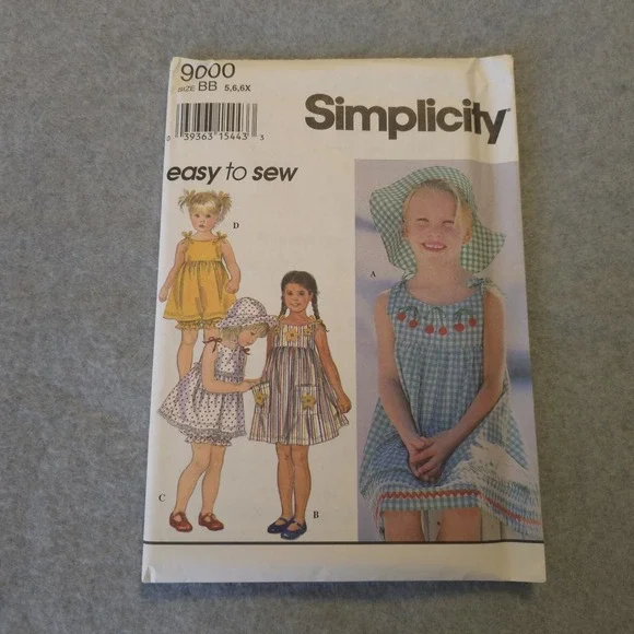 Vintage Simplicity 9000 Girls Dress Pattern Size 5 6 6X Uncut Easy Sew Summer