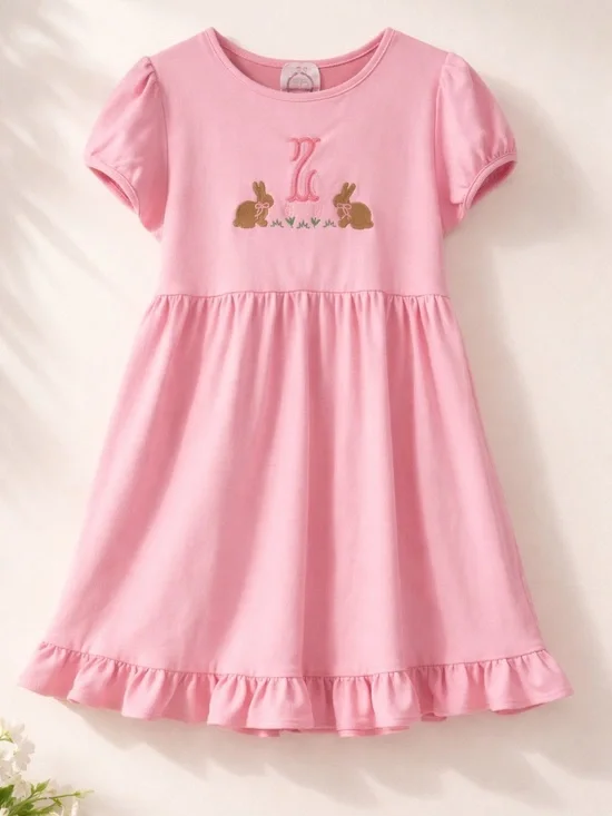 Personalized Easter Bunny Dress Size 12 Pink Monogram Z