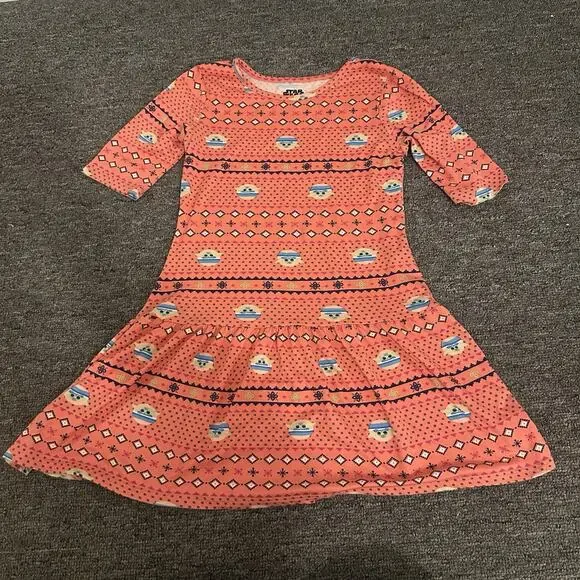 Disney Mandalorian Baby Yoda Grogu Soft Dress Girls Pink Size 7/8