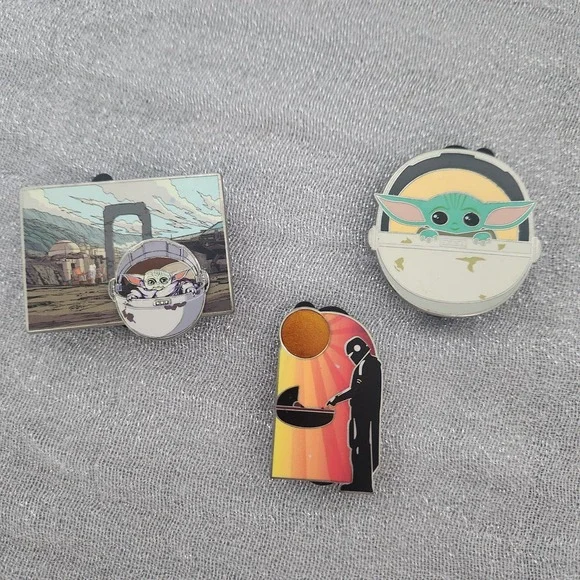 Disney Star Wars The Mandalorian Grogu Baby Yoda Enamel Pin Set of 3 2020