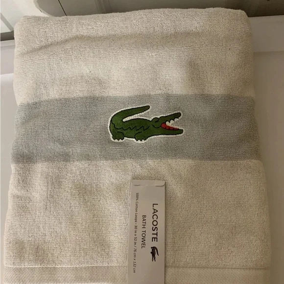 Lacoste gray white‎ 52” X 30” Bath Towel