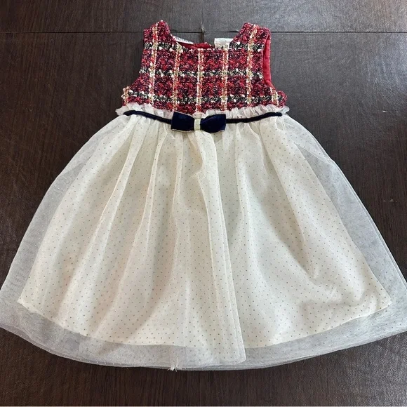 Blueberi Boulevard Plaid and Polka Dot Red and White Formal Kids Dress Sz 5