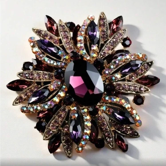 ✨NEW Elegant Purple and Gold Floral Brooch