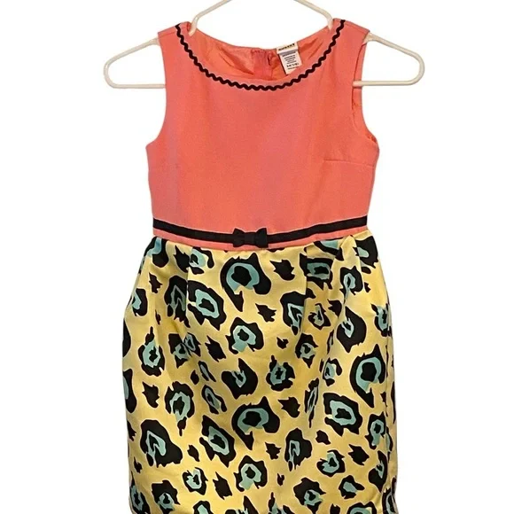 Harajuku Mini 4 Target Coral Leopard black Bow Print Dress twee party dress M7/8