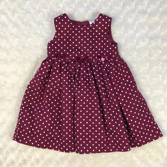 Carter’s Burgundy Dress White Polka Dots Size 12 Months