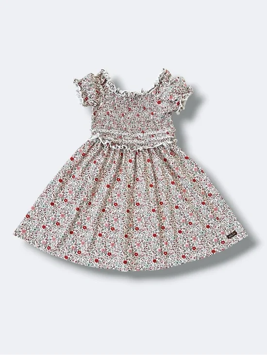 Matilda Jane Floral Smocked Dress Girls 10 Cotton Puff Sleeve Twirl Cottage