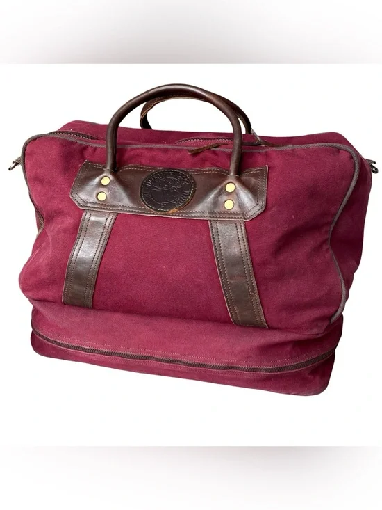 Duluth Pack Boot Duffle Canvas Leather Bag Burgundy Red Weekender Carry On
