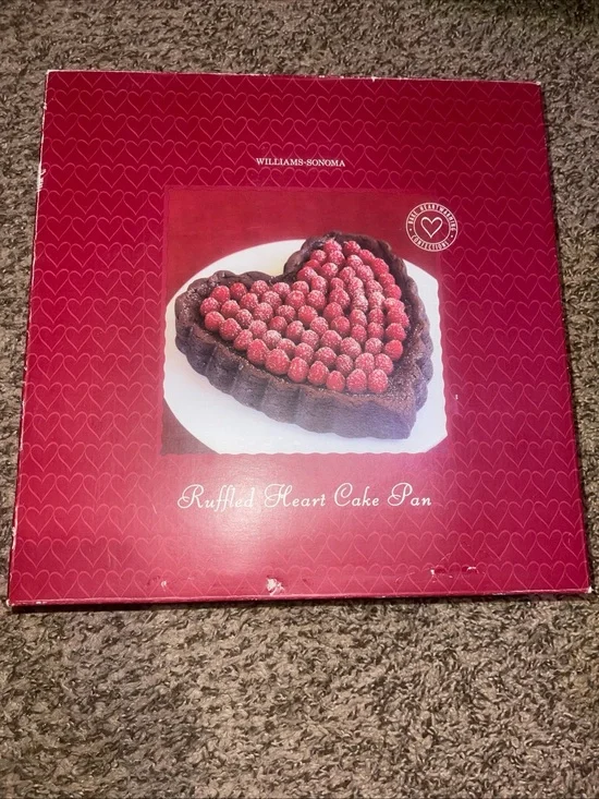 Williams Sonoma Ruffled Heart Cake Pan in Red Packaging